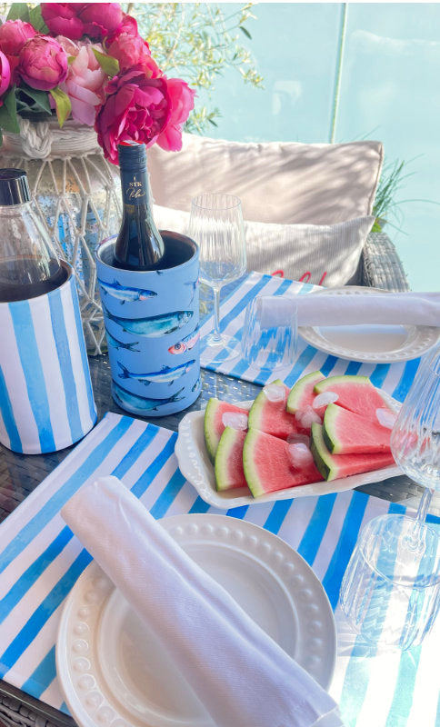 TischSets (2Stk.) "PAINTED BLUE STRIPES"